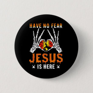Jezus is een hart skelet hand ronde button 5,7 cm