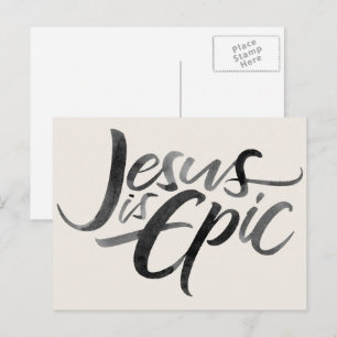 Jezus is Epic Religious Lettering Christelijk Chri Briefkaart