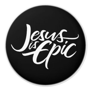 Jezus is epische belettering Christelijke kalligra Keramische Knop