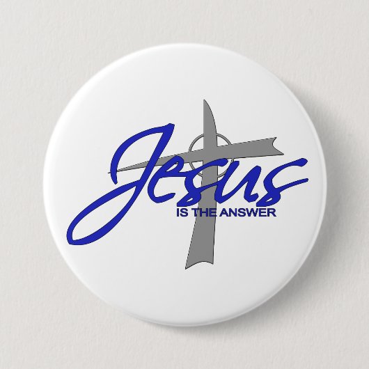 Jezus is het antwoord ronde button 7,6 cm (Voorkant)