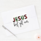 Jezus is het beste cadeau ooit Christelijk Kerstmi Ronde Sticker (Envelop)