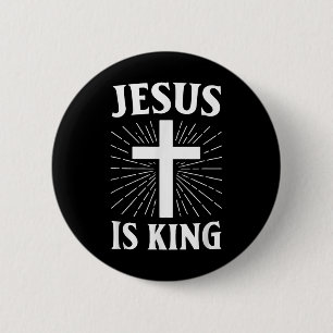 Jezus is het Christelijke geloofskruis Ronde Button 5,7 Cm