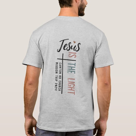 "Jezus is het licht",  gedeelte op de rug T-shirt (Achterkant)