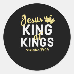 Jezus is Koning Bijbel Openbaring 19-16 Ronde Sticker