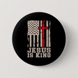 Jezus Is Koning Christus Heer Patriottisch Christe Ronde Button 5,7 Cm