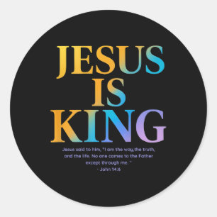 Jezus is Koning Jezus Johannes 14_6 Kostuum Christ Ronde Sticker
