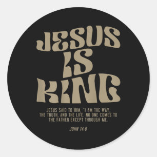 Jezus is Koning Jezus Johannes 14_6 Kostuum Christ Ronde Sticker