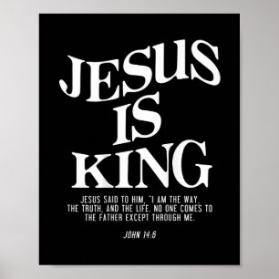 Jezus is Koning Johannes Bijbelvers Christelijk Re Poster