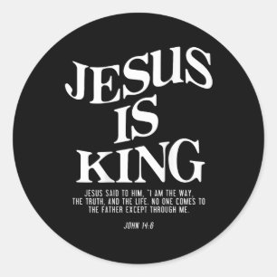 Jezus is Koning Johannes Bijbelvers Christelijk Re Ronde Sticker