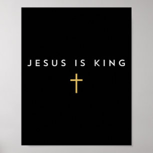 Jezus is Koning Kruis dun Christelijk Geloof Jezus Poster