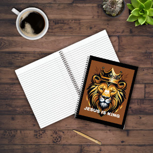 Jezus is Koning Leeuw Gezicht Ontwerp Notitieboek