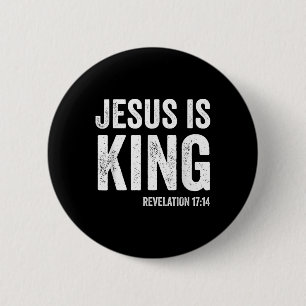 Jezus is Koning Openbaring 17:14 Christelijk Geloo Ronde Button 5,7 Cm