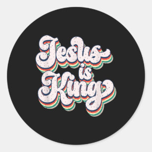 Jezus is Koning Retro Faith Statement Ontwerp Ronde Sticker