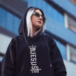 Jezus is koning   Witte  Christelijke kroon Hoodie