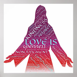 Jezus is liefde, compassie, niet-oordeelkundig Chr Poster