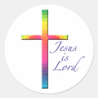 Jezus is Lord-Colorful Cross Ronde Sticker