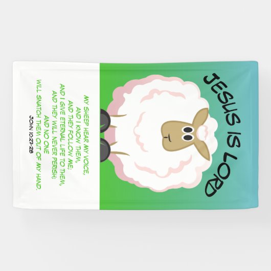 Jezus is Lord - Fluffy Sheep Spandoek (Horizontaal)