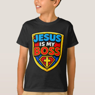 Jezus Is Mijn Baas Christelijk Schild Superheld T-shirt