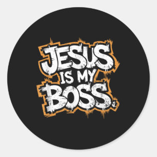 Jezus is mijn baas ronde sticker