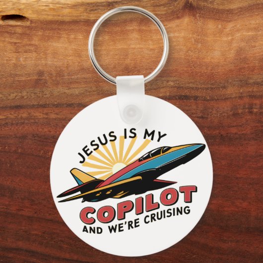 Jezus is mijn copiloot en we varen grappig sleutelhanger (Voorkant)