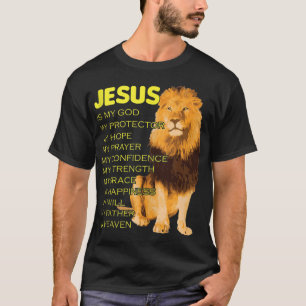 Jezus is mijn god gele leeuw Christelijk van Judah T-shirt