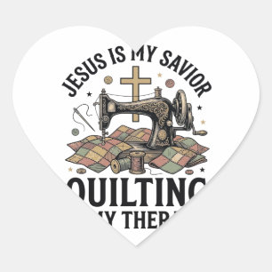 Jezus Is Mijn Heiland Quilten Is Mijn Therapie Hart Sticker
