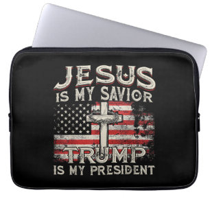 Jezus Is Mijn Heiland Trump Is Mijn President Amer Laptop Sleeve