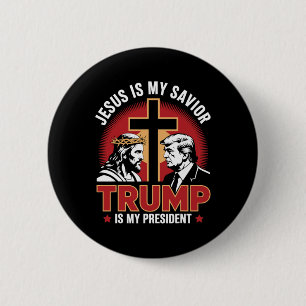 Jezus Is Mijn Heiland Trump Is Mijn President Pro- Ronde Button 5,7 Cm