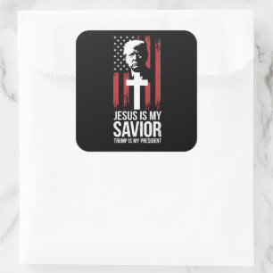 Jezus Is Mijn Heiland Trump Is Mijn President Trum Vierkante Sticker