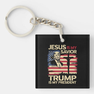 Jezus Is Mijn Heiland Trump Is Mijn President Vlag Sleutelhanger