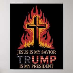 Jezus Is Mijn Heiland Trump Mijn President Bijbels Poster
