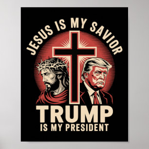 Jezus Is Mijn Heiland Trump Mijn President Bijbels Poster