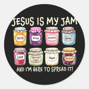 Jezus Is Mijn Jam En Ik Ben Hier Om Christelijke B Ronde Sticker