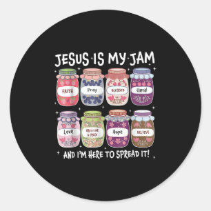 Jezus is mijn jam en ik ben hier om het Christelij Ronde Sticker