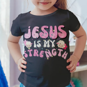 Jezus is mijn Kracht Cute Lam Cartoon Typografie T-shirt