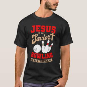 Jezus is mijn redder bowlen is mijn therapie Chris T-shirt