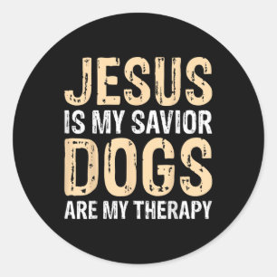 Jezus is mijn Redder Honden zijn mijn therapie Ronde Sticker