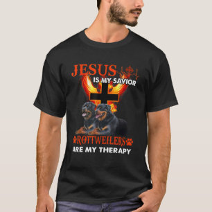 Jezus is mijn redder rottweilers zijn mijn therapi t-shirt