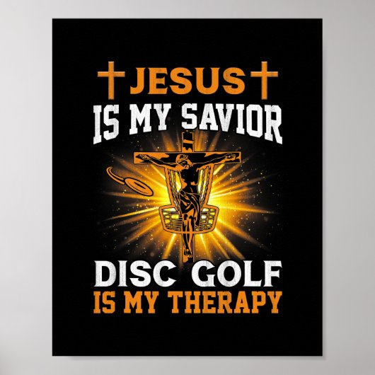 Jezus is mijn redder-schijf Golf is mijn therapief Poster (Voorkant)