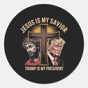 Jezus is mijn redder Trump is mijn Bijbelse Presid Ronde Sticker