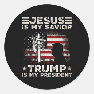 Jezus is mijn redder Trump is mijn President 2024 Ronde Sticker