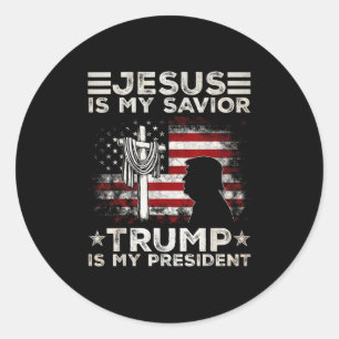 Jezus is mijn redder Trump is mijn President 2024 Ronde Sticker