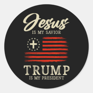 Jezus is mijn redder Trump is mijn President 2024 Ronde Sticker