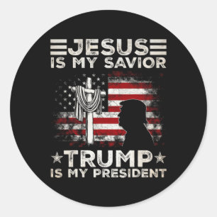 Jezus is mijn redder Trump is mijn President 2024 Ronde Sticker
