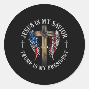 Jezus is mijn redder Trump is mijn President 2024 Ronde Sticker