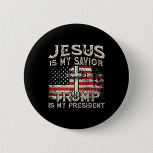 Jezus is mijn redder Trump is mijn president Ameri Ronde Button 5,7 Cm
