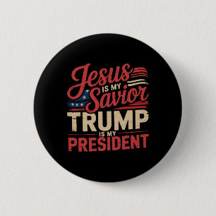 Jezus is mijn redder Trump is mijn president Bijbe Ronde Button 5,7 Cm