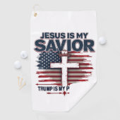 Jezus is mijn redder Trump is mijn president Grapp Golfhanddoek (Insitu)