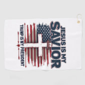 Jezus is mijn redder Trump is mijn president Grapp Golfhanddoek (Horizontaal)