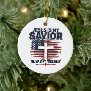 Jezus is mijn redder Trump is mijn president Grapp Keramisch Ornament
